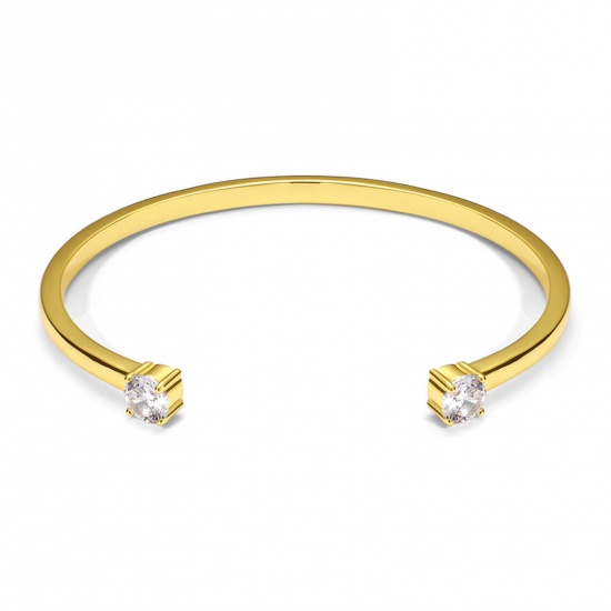 Immagine di Ecologico Semplice & Casual Elegante 18K Oro riempito Rame & Zircone Cubico Braccialetto Per Donne Festa 6cm Dia., 1 Pz