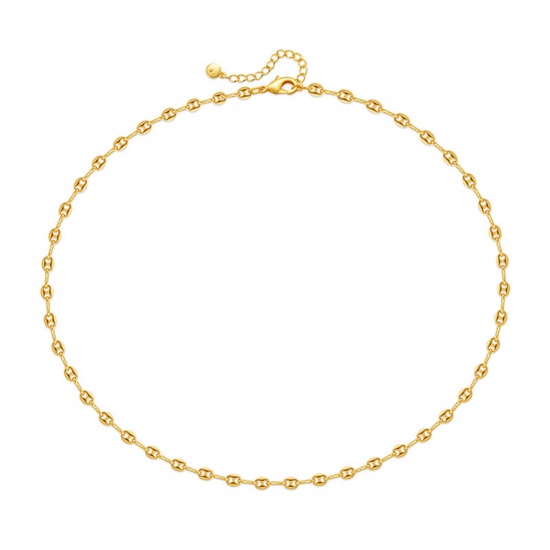 Bild von Umweltfreundliche Vakuumbeschichtung Stilvoll Einfach 18K Vergoldet Kupfer Anker Mariner Gliederkette Halskette Für Frauen Party 40cm lang, 1 Strang