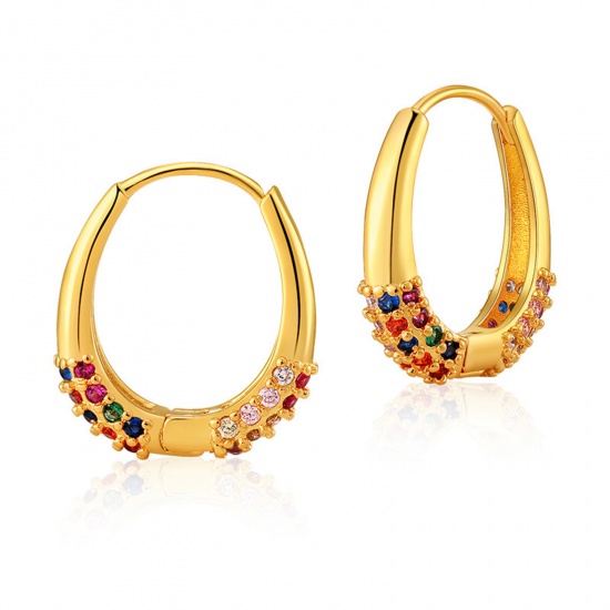 Bild von Hypoallergen Exquisit Stilvoll 18K Vergoldet Kupfer & Kubisch Zirkonia Hoop Ohrringe Für Frauen Geschenk zum Erwachsenwerden 1.5cm, 1 Paar