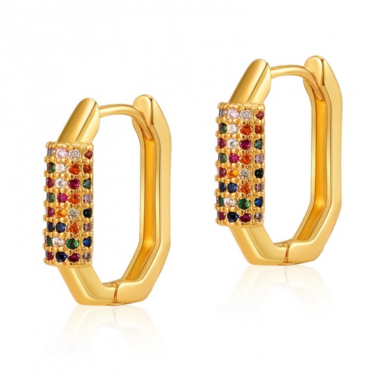 Bild von Hypoallergen Exquisit Stilvoll 18K Vergoldet Kupfer & Kubisch Zirkonia Hoop Ohrringe Für Frauen Geschenk zum Erwachsenwerden 1.6cm, 1 Paar