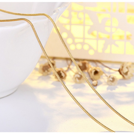 Bild von Eco-friendly Vacuum Plating Stylish Simple 14K Real Gold Plated Copper Snake Chain Necklace For Women Party 45cm(17 6/8") long, 1 Piece