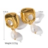 Immagine di Ipoallergenico Elegante Retrò 18K Oro riempito Acciaio Inossidabile 304 & Perla Naturale Orecchino Per Donne Festa 4.1cm x 2cm, 1 Paio