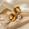 Immagine di Ipoallergenico Elegante Retrò 18K Oro riempito Acciaio Inossidabile 304 & Perla Naturale Orecchino Per Donne Festa 4.1cm x 2cm, 1 Paio