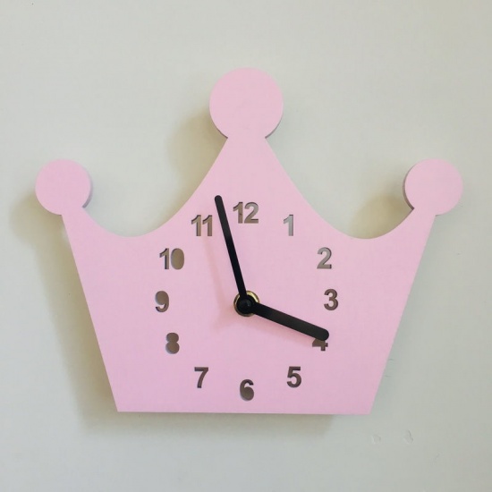 ウッド ストラップ 目覚まし時計 ピンク クラウン 22cm x 18cm, 1 個 の画像