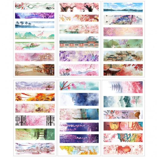 Image de DIY Papier Autocollant Décoration en Papier Multicolore Paysages Naturels 16cm x 9cm, 1 Kit ( 6 Pcs/Kit)
